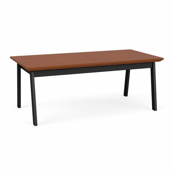 Lesro Newport Coffee Table Metal Frame 20x40in High Pressure Laminate Top, Black, Blossom Cherry top NP0840